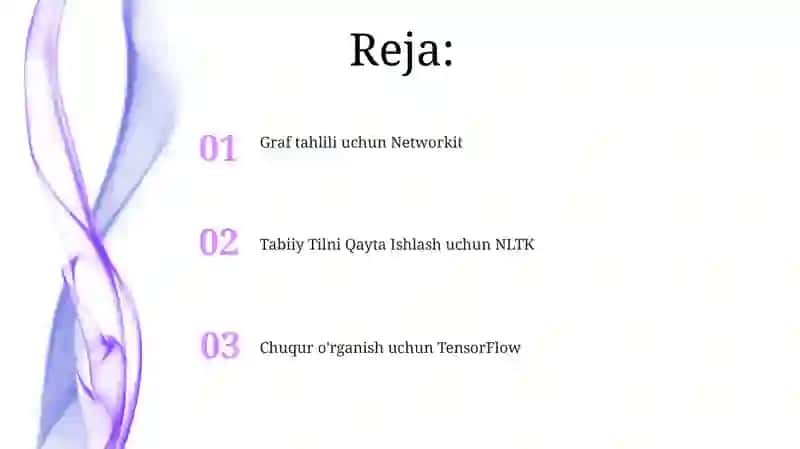 TensorFlow, NetworKit, NLTK kutubxonalardan foydalanish 2
