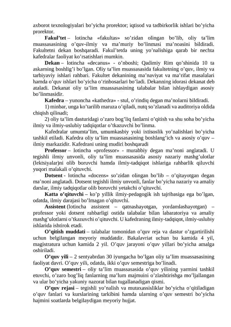 Oliy ta'limning tuzilishlarini o`rganish 2