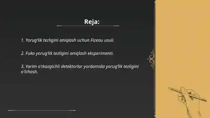 Yorugʻlik tezligini labaratoriya sharoitida aniqlash usullarini oʻrganish 2