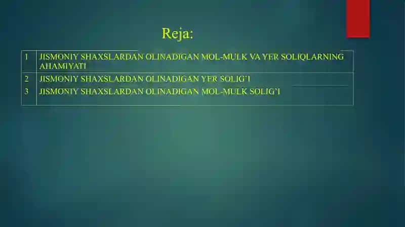 JISMONIY SHAXSLARDAN OLINADIGAN MOL-MULK VA YER SOLIQLARI VA ULARNING AHAMIYATI 2