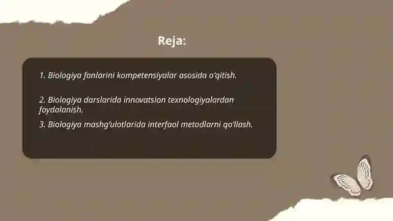 Biologiya fanlarini oʻqitish metodikasi 2