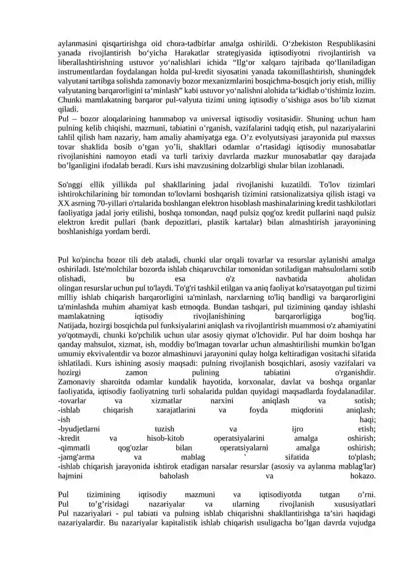 Pul tizimi va uning rivojlanishi 2