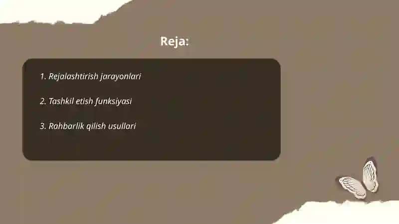 Boshqarishning asosiy, oʻziga hos aniq funksiyalari 2