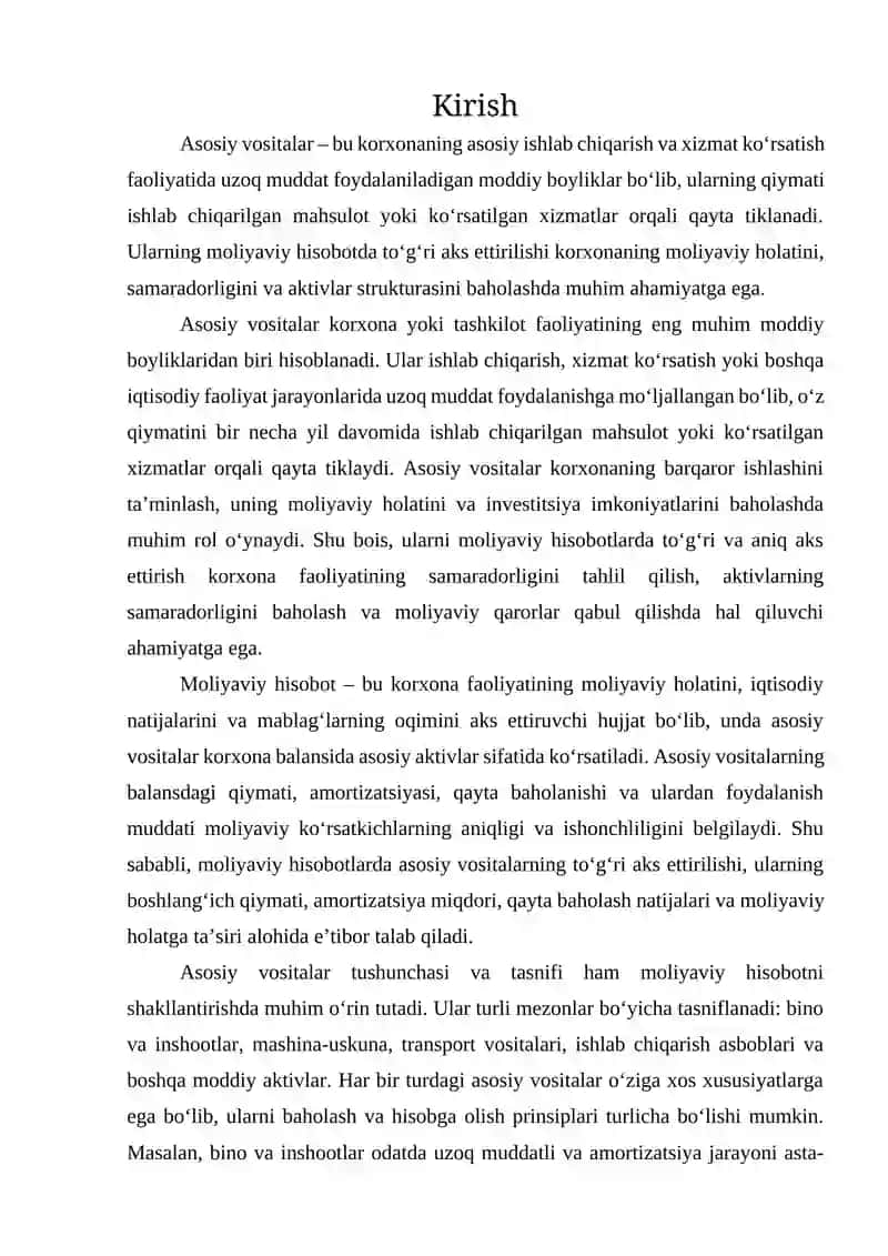 Moliyaviy hisobot asosiy vositalar tushunchasi 2