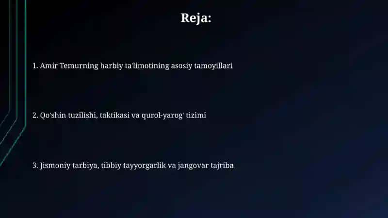 Amir Temurning harbiy ta'limotining asosiy tamoyillari 2