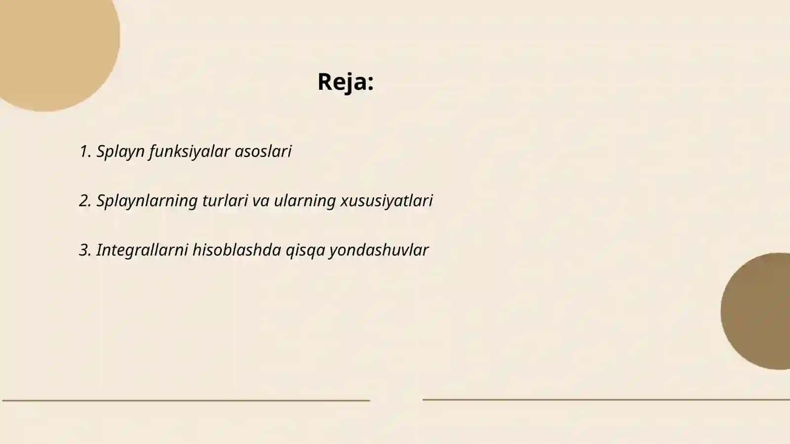 Splayn funksiyalar asoslari 2