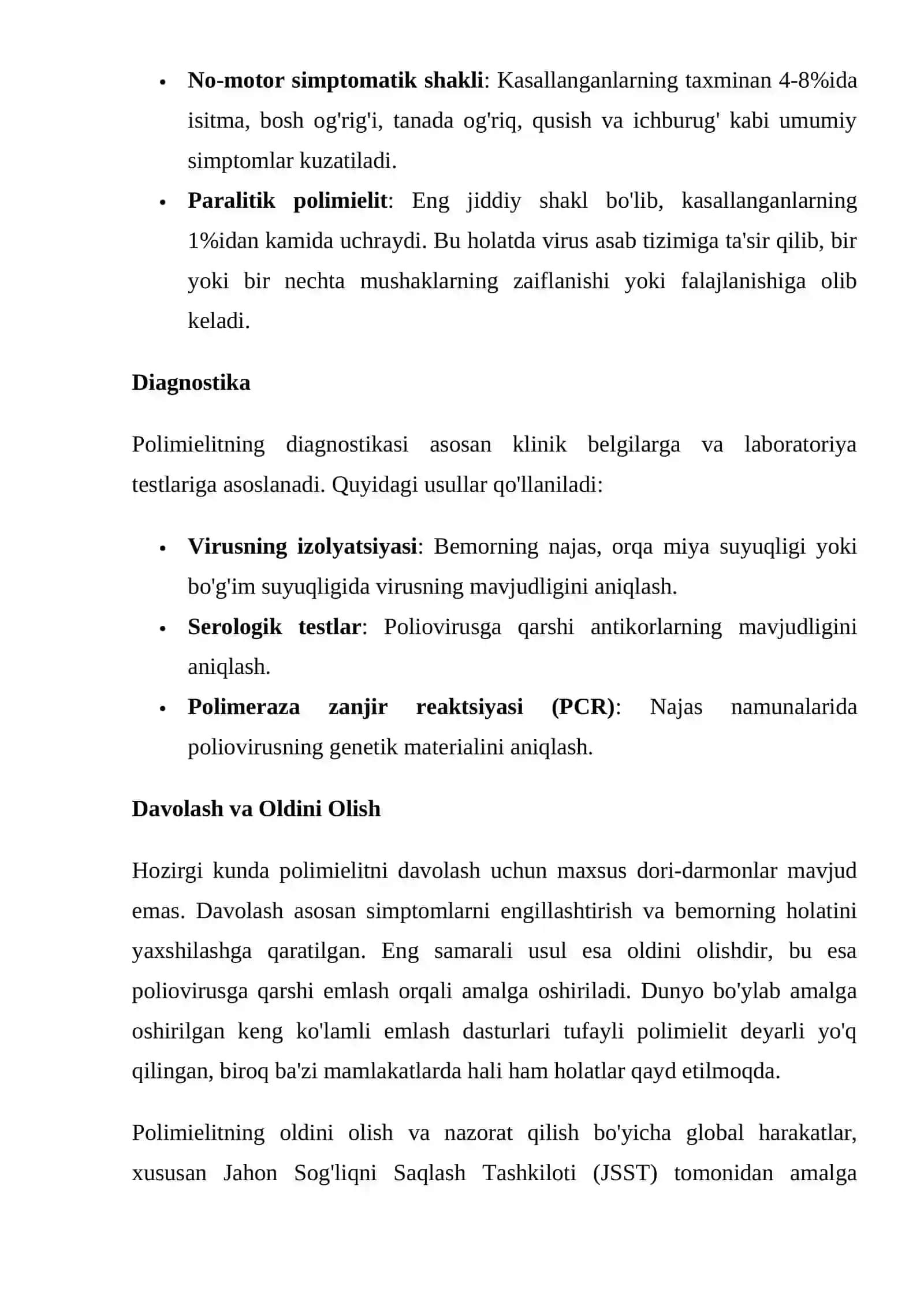 POLIMIYELIT ETIOLOGIYASI, POTOGONEZI, KLINIKASI VA DIAGNOSTIKASI HAQIDA MA'LUMOT 2