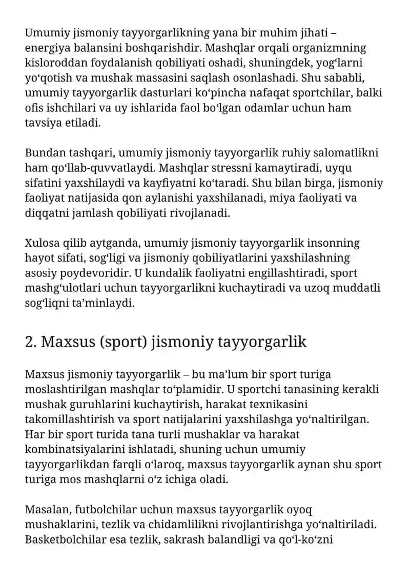 Jismoniy tayyorgarlik turlari 2