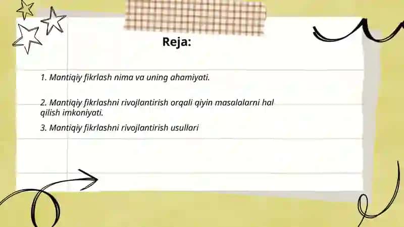 Mantqiy fikrlashga oid masalalar ustida ishlash 2