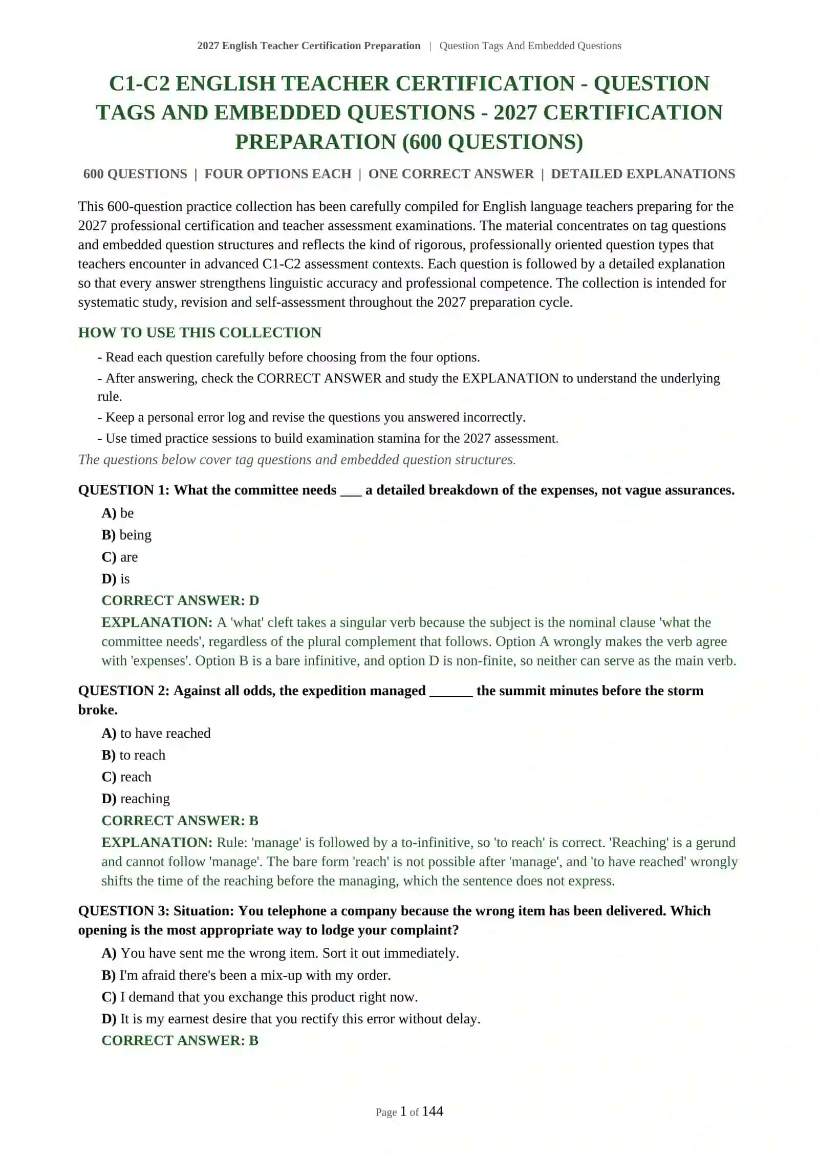 C1-C2 English Teacher Certification Preparation 2