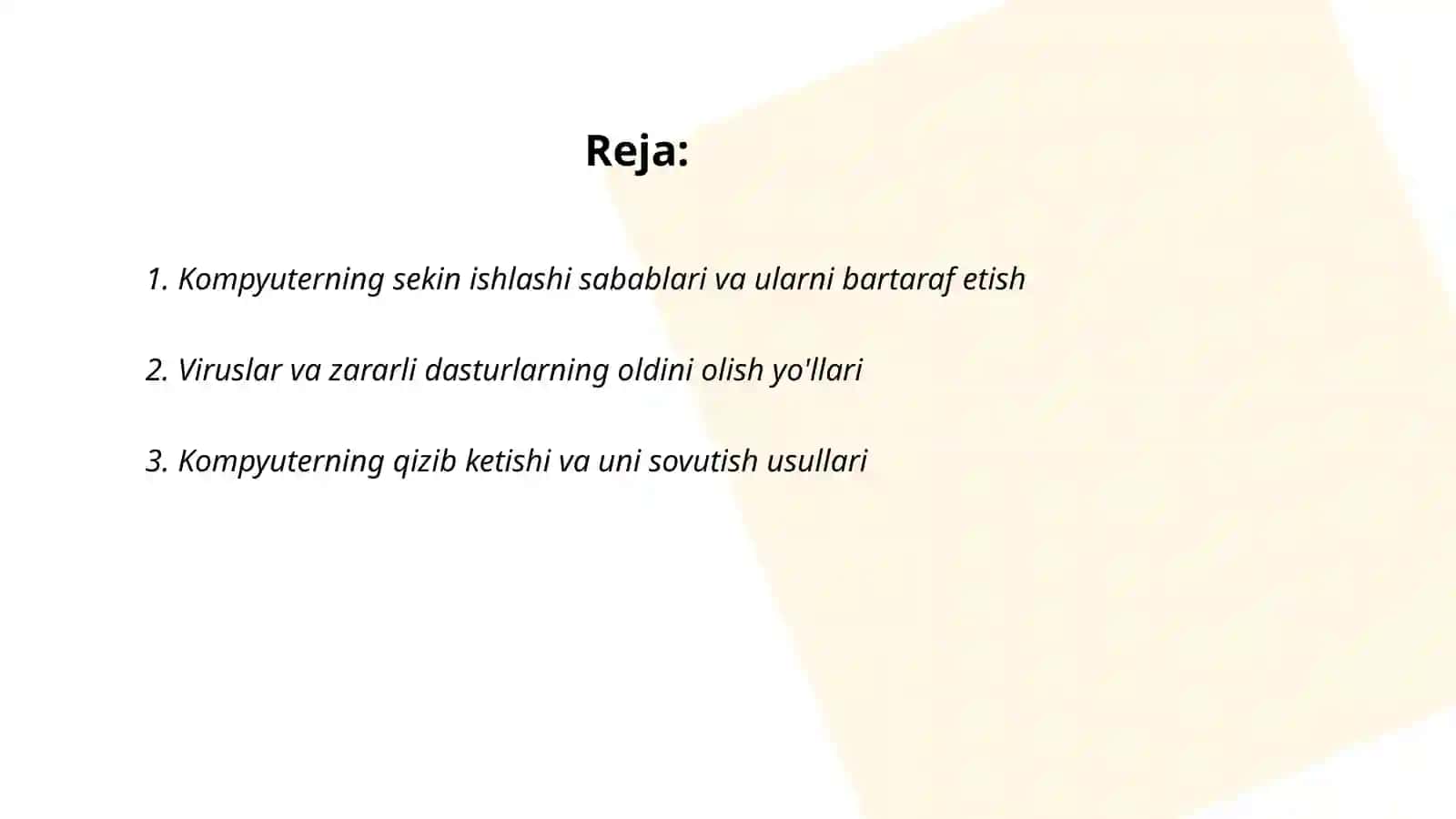 Kompyuterda sodir bo'ladigan nosozliklar va ularning oldini olish 2