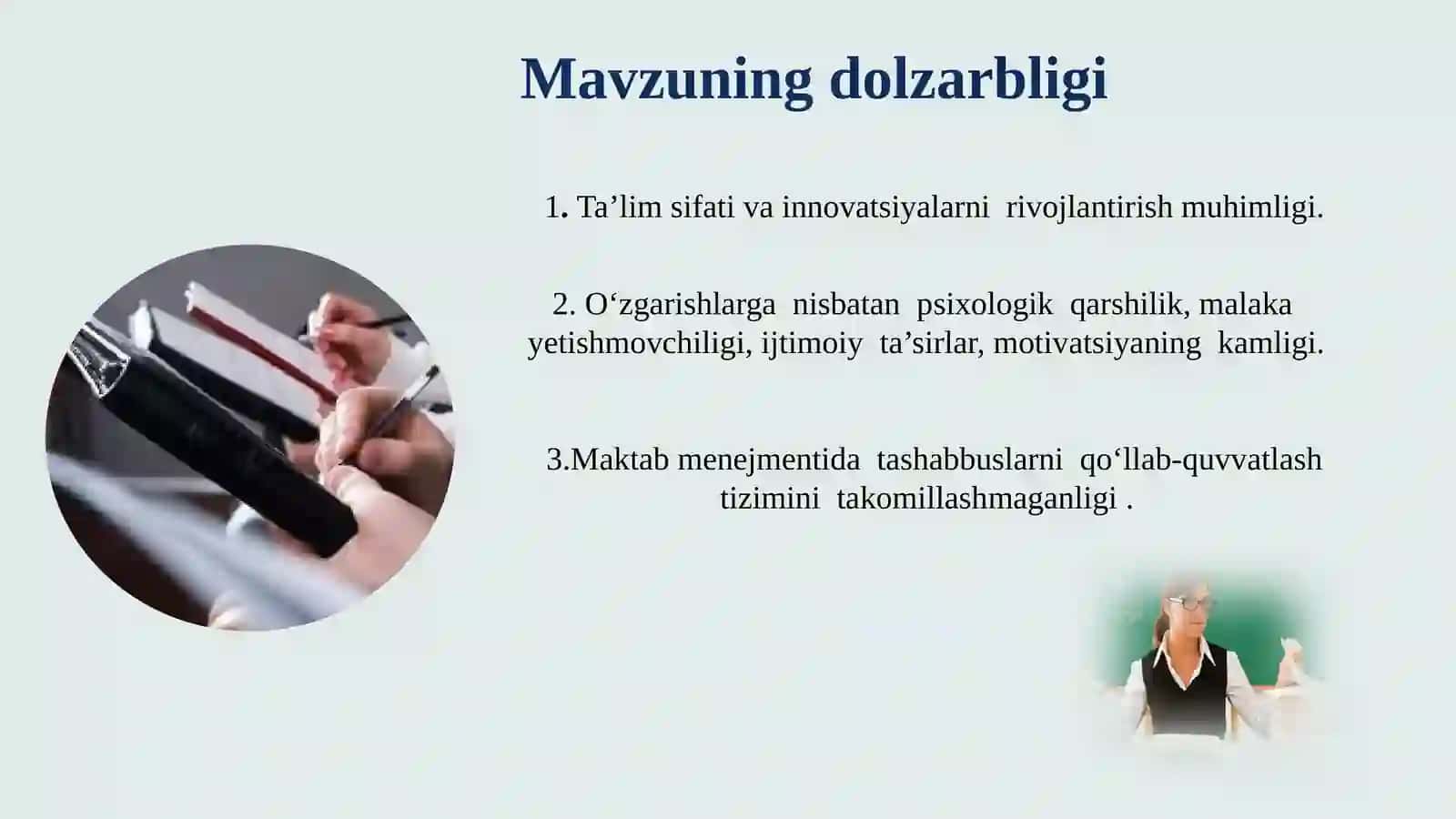 MAKTABDA  O‘ZGARISHGA NISBATAN  INDIVIDUAL TO‘SIQLARNI  BARTARAF  ETISH 2