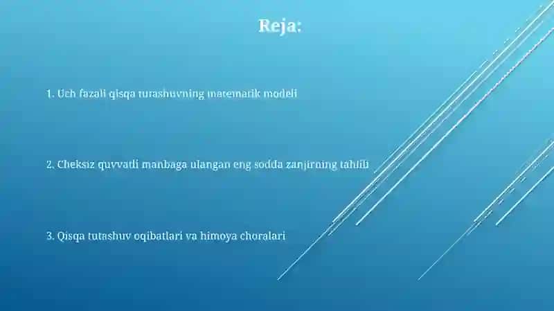 Uch fazali qisqa tutashuvning matematik modeli 2