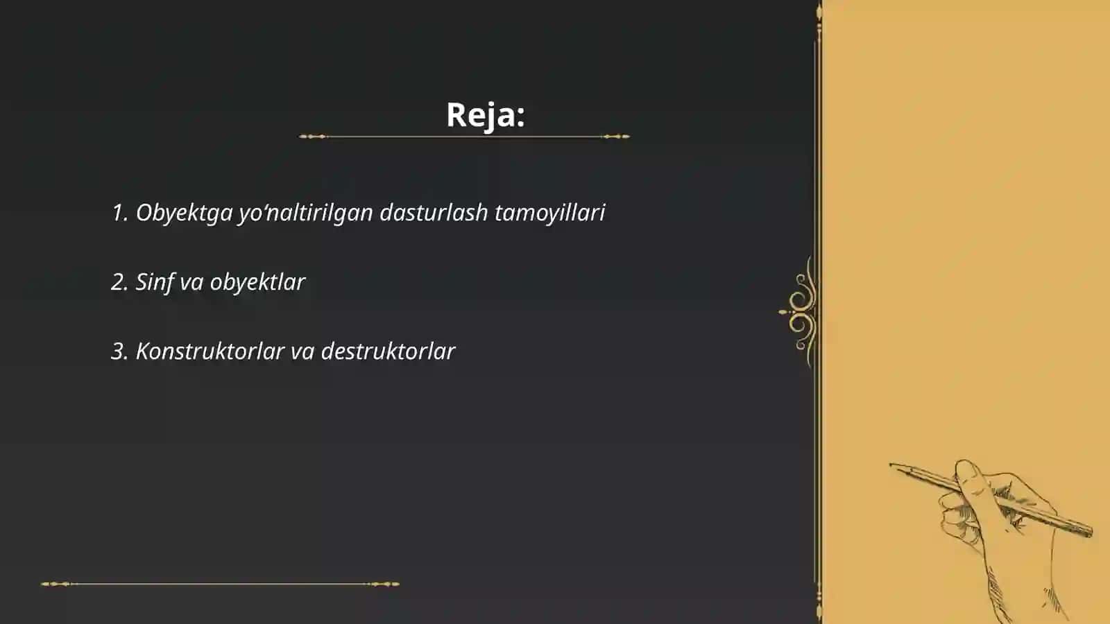 Obyektga yo‘naltirilgan dasturlash tamoyillari 2