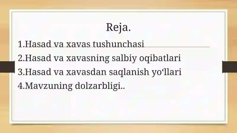 Xasad va xavas. 2