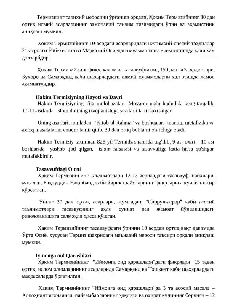 Hakim Termiziy falsafasi 2