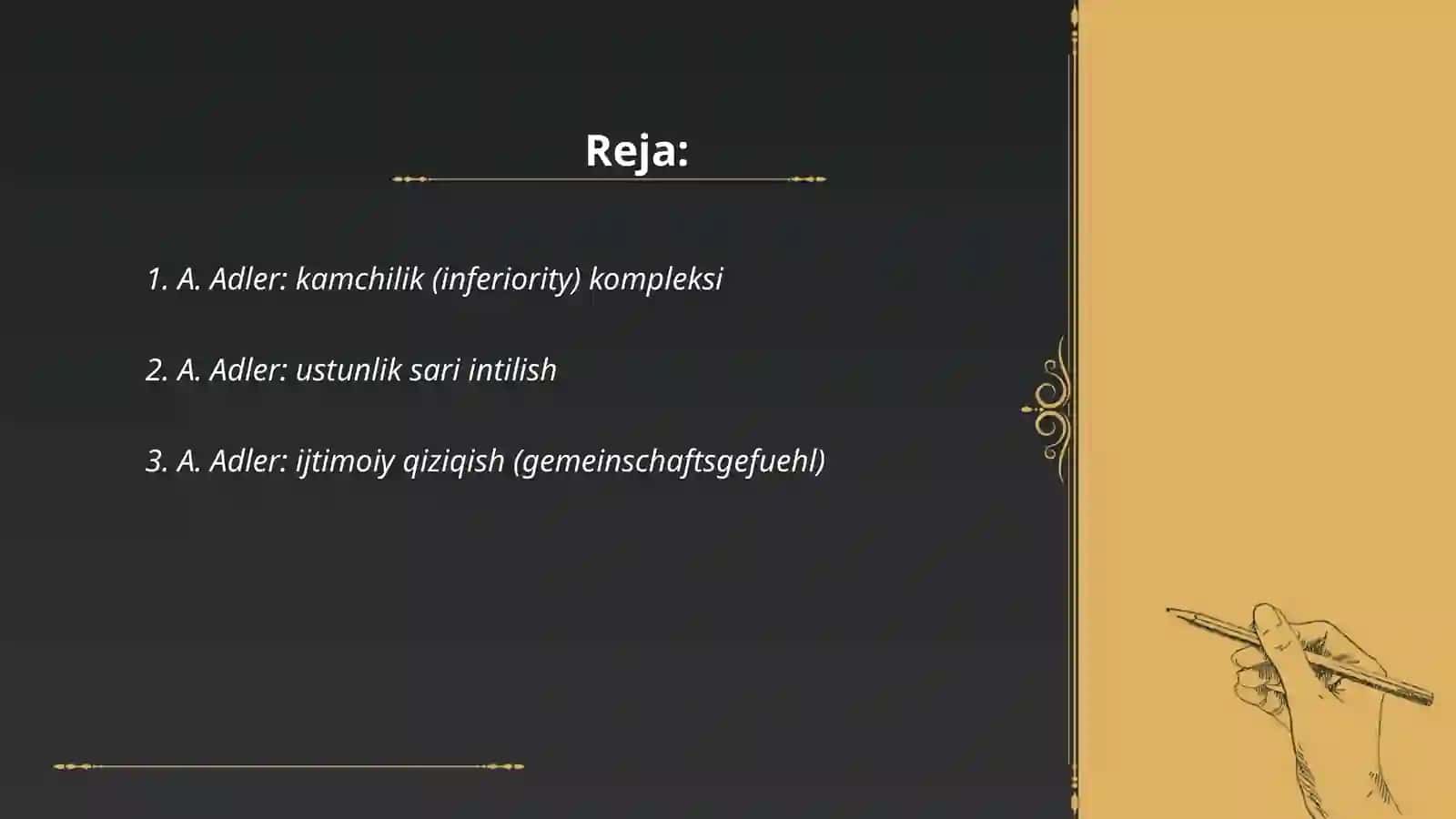 A.Adler va K.G.Yung nazariyalari 2