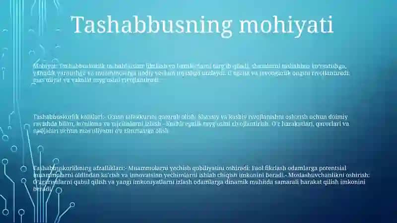 Tashabbuskorlik Mustaqil Ijodiy Yondashuv Mevasi 2