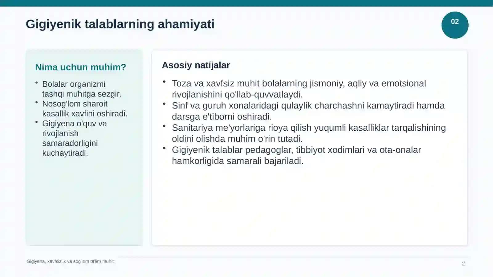 Maktabgacha bolalar muassasalari va maktablarga qo'yiladigan umumiy gigiyenik talablar 2