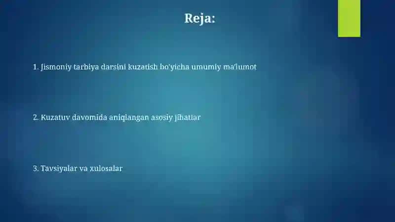 Jismoniy tarbiya darsini kuztish 2