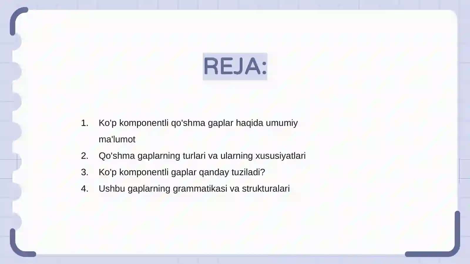 Ko'p komponentli qo'shma gaplar mavzusida taqdimot tayyorlash 2