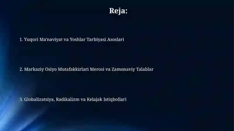 Yuqori Ma'naviyat va Yoshlar Tarbiyasi Asoslari 2