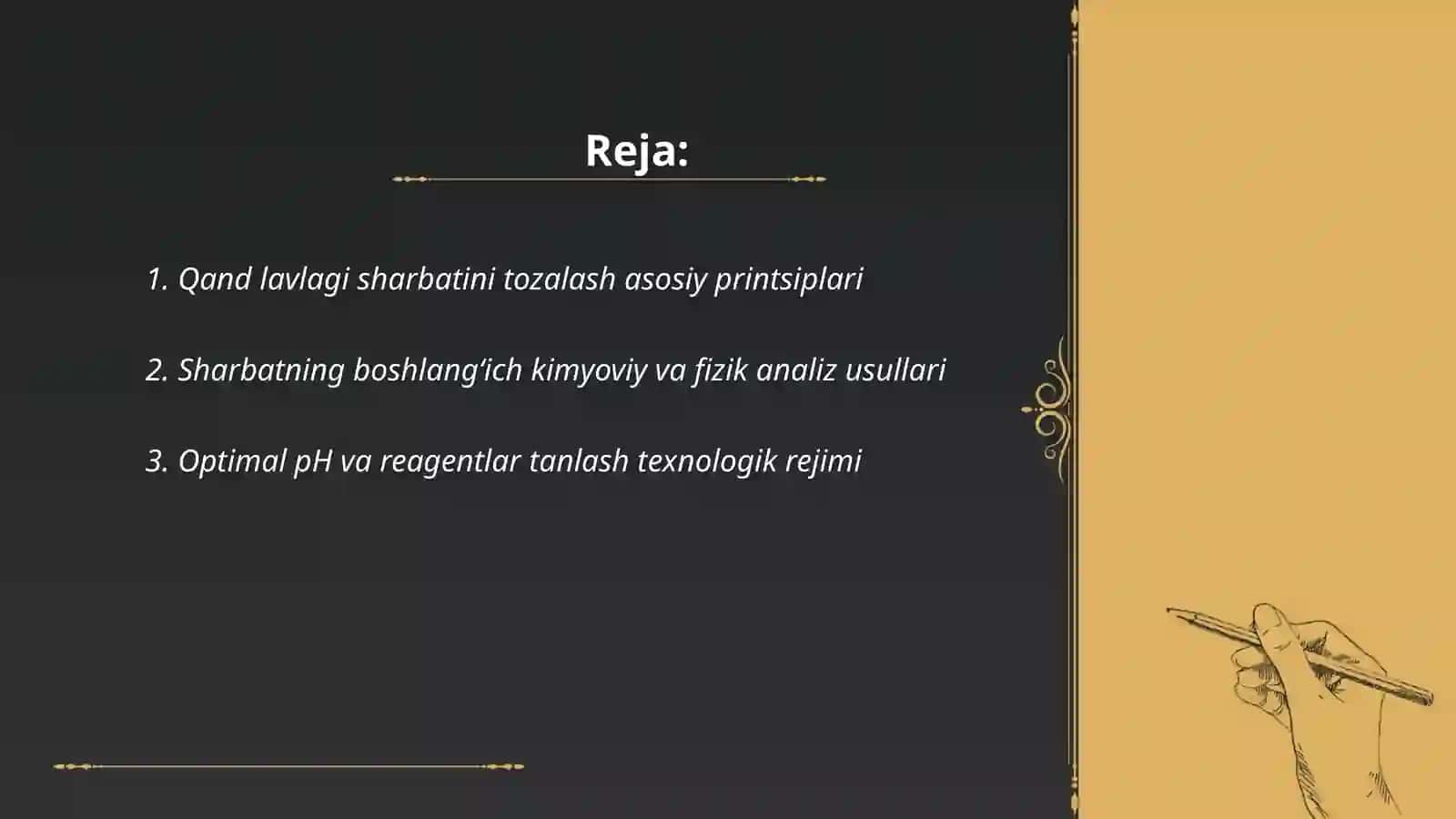 Qand lavlagi sharbatini tozalikning maqbul texnologik rejimini aniqlash test tayorlash 2