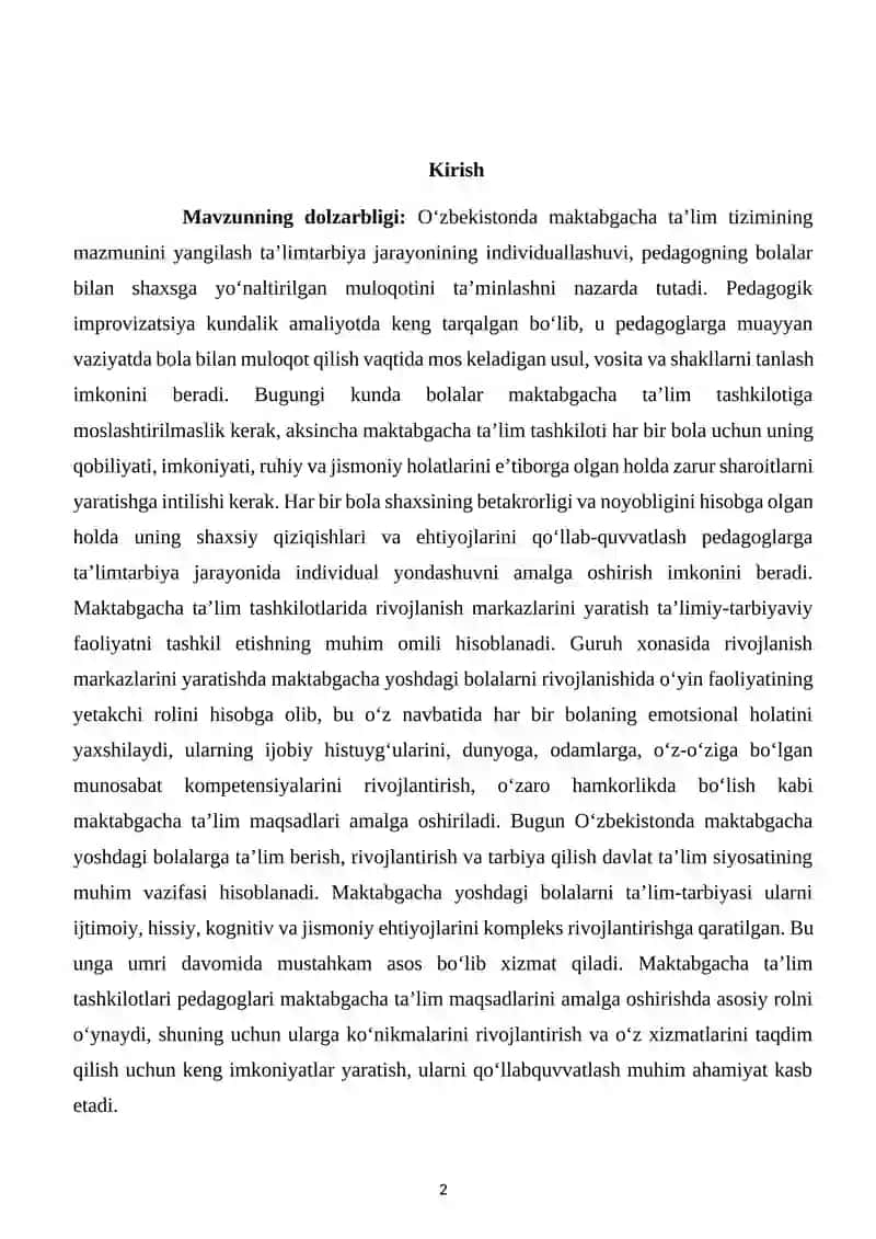 Maktabgacha ta'lim tashkilotlarida turli yosh guruhlarda mashg’ulotlarni tashkil etish va o’tkazishga qo’yilgan talablar 2