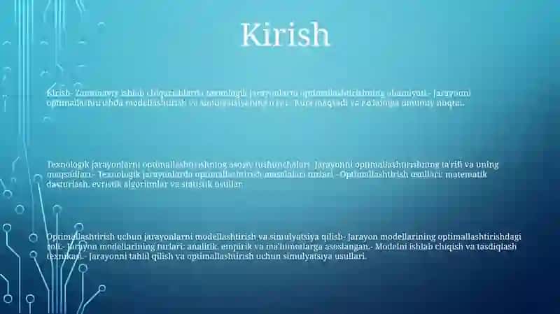 Texnologik Jarayonlarni Optimallashtirish Asoslari 2