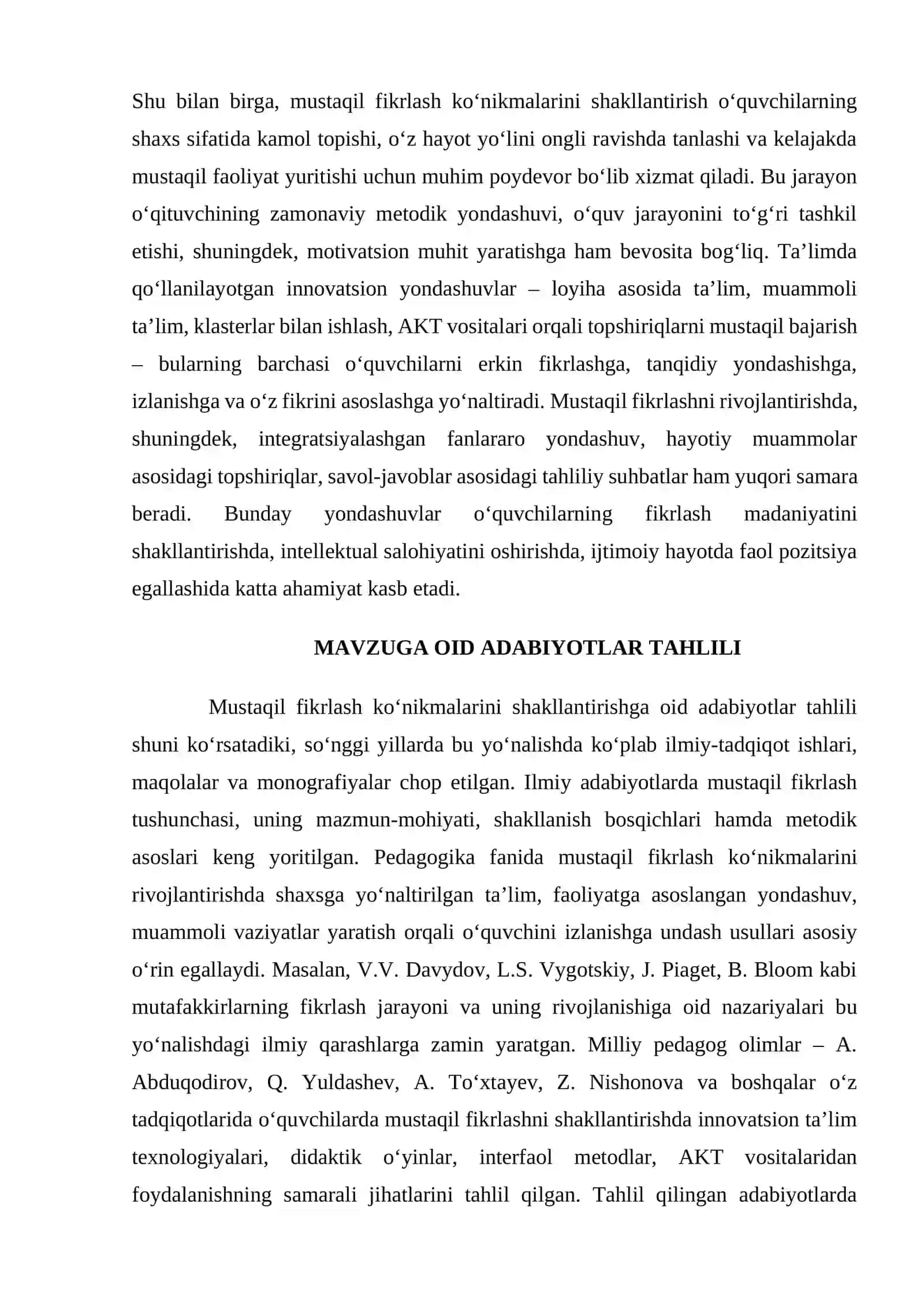 O‘quvchilarda mustaqil fikrlash ko‘nikmalarini rivojlantirishda zamonaviy pedagogik yondashuvlar 2