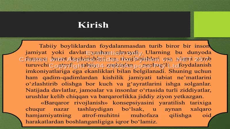 Barqaror rivojlanishga o'tishning xalqaro jihatlari 2