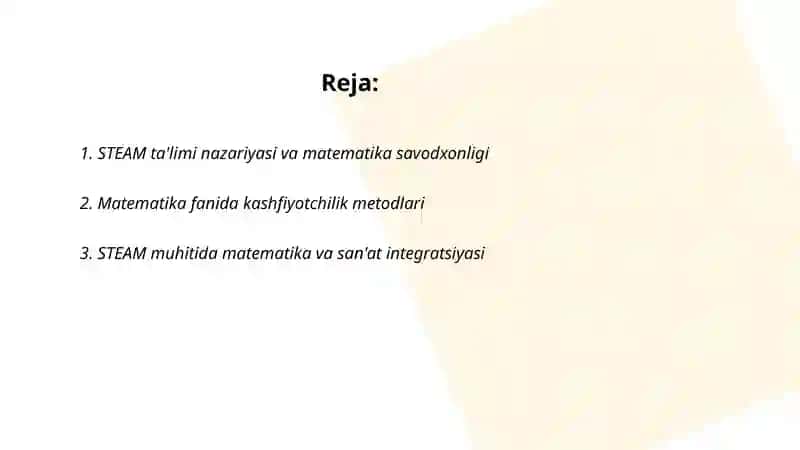 Matematika savodxonlikni oshirish uchun STEAM taʼlimiga oid metodikalarini tahlil qilish 2