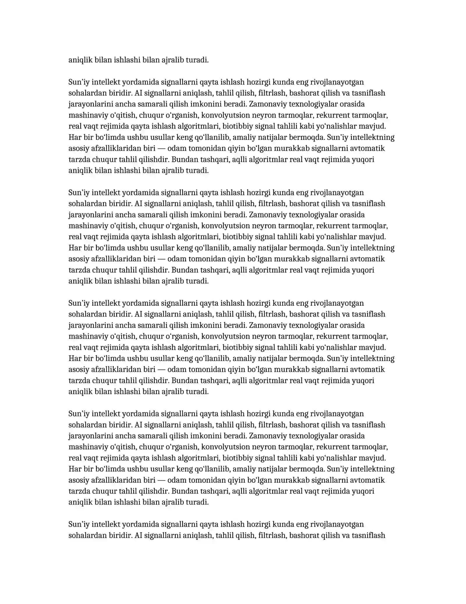 Signallarni qayta ishlashning zamonaviy yo‘nalishlari 2