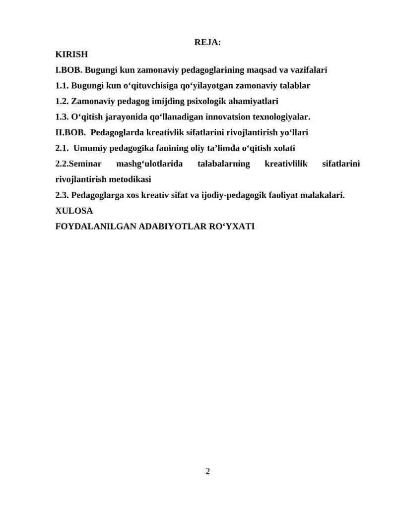 Zamonaviy pedagogika fani o‘qituvchisi va unga qo‘yiladigan talablar 2