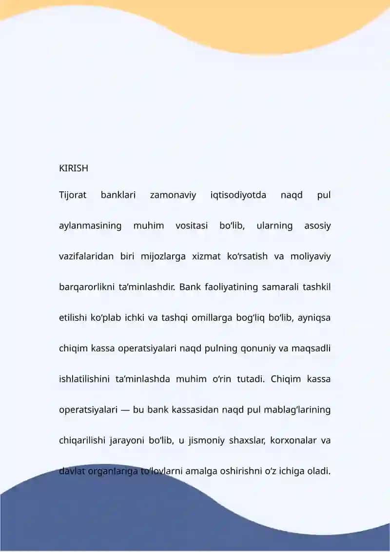 Tijorat banklarining chiqim kassa operatsiyasi hisobi va auditi 2