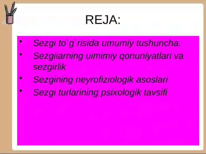 SEZGI TURLARI VA UNING QONUNIYATLARI 2