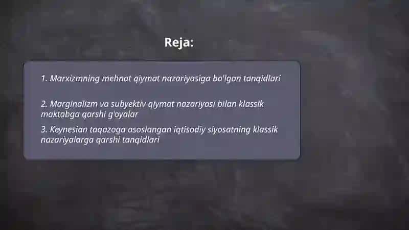 Marxizmning mehnat qiymat nazariyasiga bo'lgan tanqidlari 2