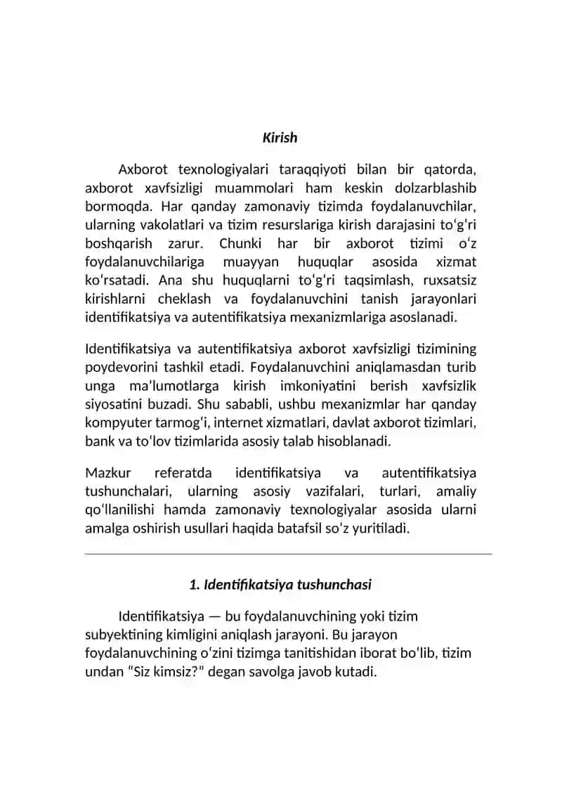 Identifikatsiya va autentifikatsiya tushunchasi va vazifalari 2