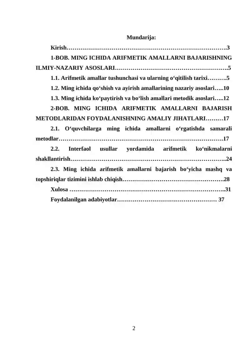 Ming ichida arifmetik amallarni bajarish metodlari 2