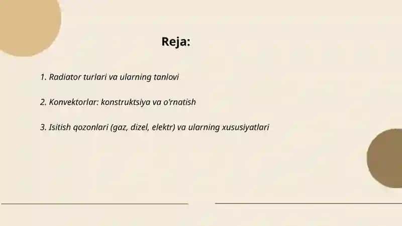 Isitish tizimining isitish asboblari 2