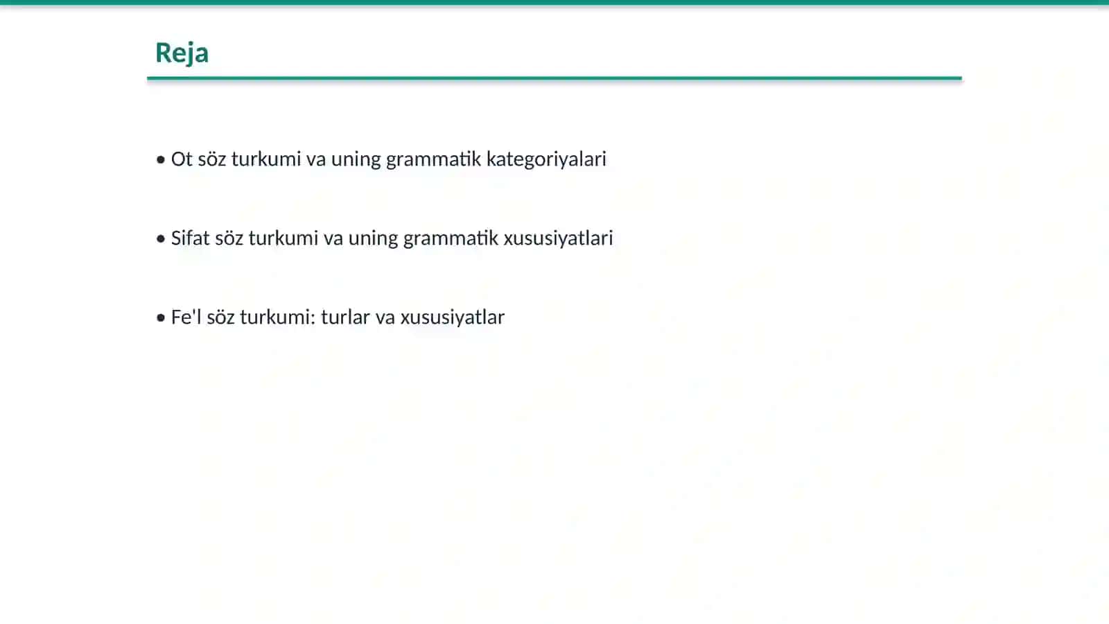 Ot, sifat, fe'l, ravish sõz turkumlariga xos grammatik kategoriyalar 2