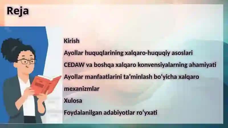 Ayollar manfaatini ta’minlashning xalqaro-huquqiy asoslari 2