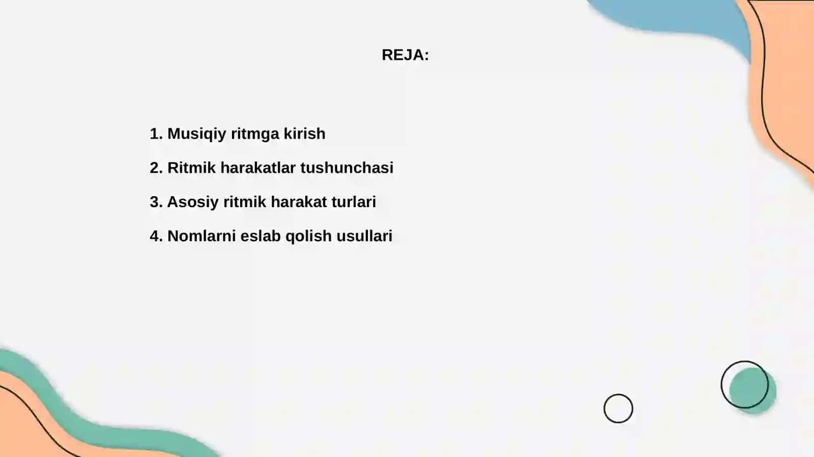 Musiqiy ritmik harakatlarning nomlarini takrorlash va amalga bajarish 2