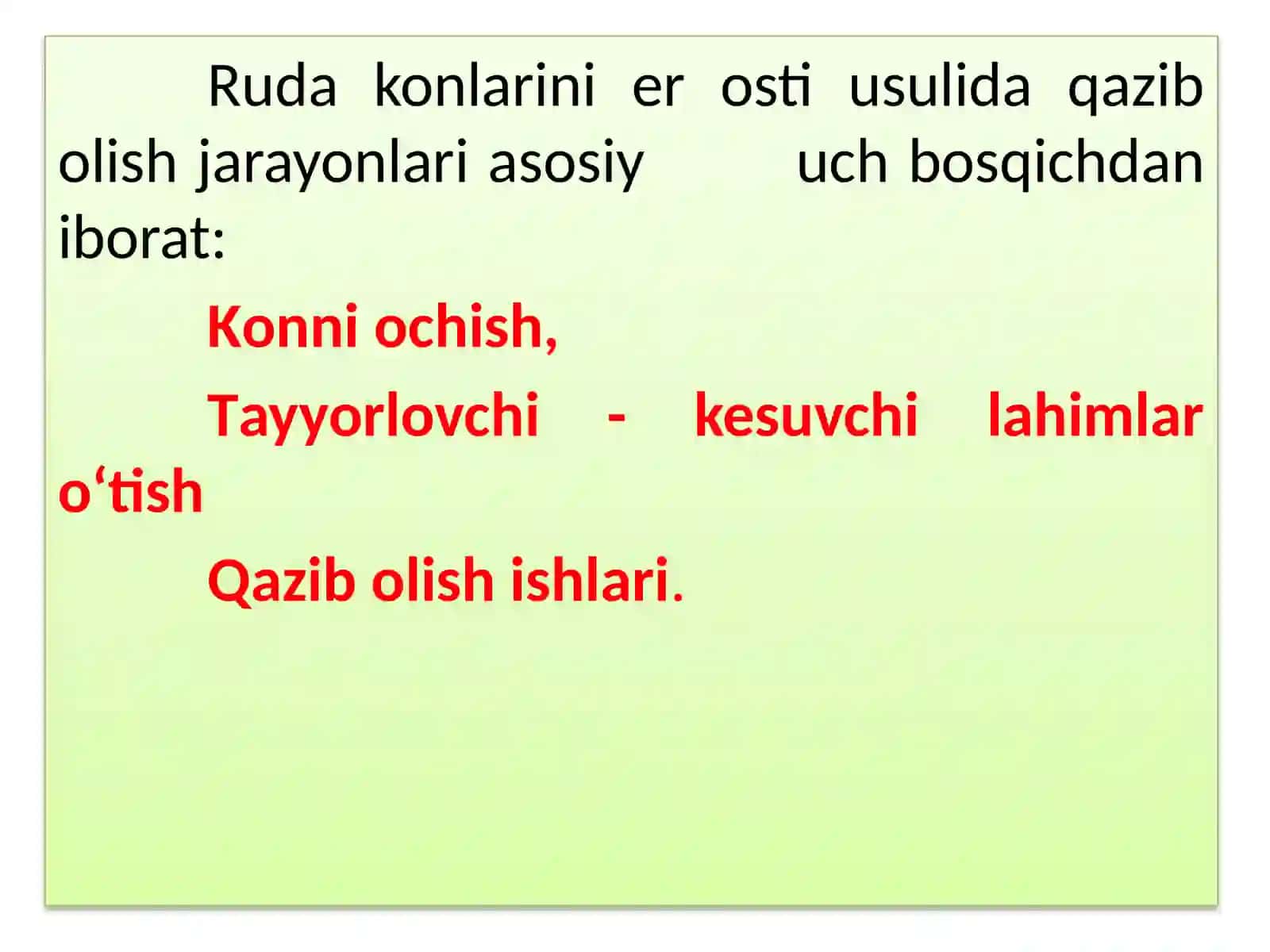 Rudakonlarini er osti usulida qazib olishning texnologik sxemasi 2