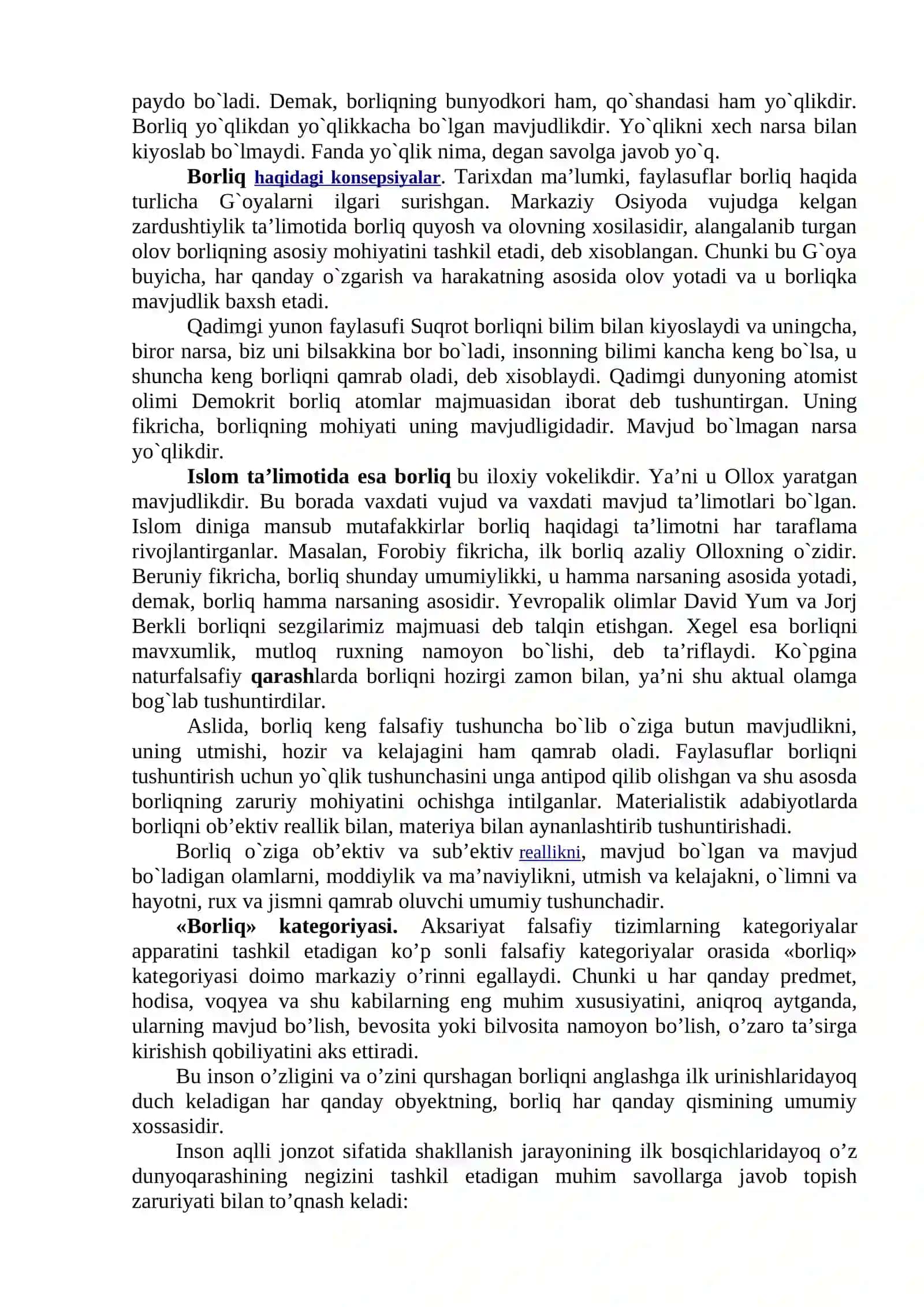 Borliq falsafafasi (Ontologiya) 2