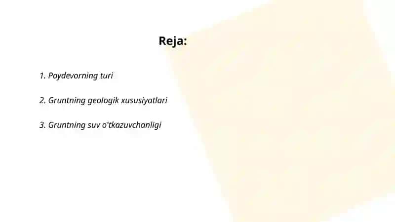 Poydevor chuqurligini tanlashda nazarda tutuluvchi omillar 2