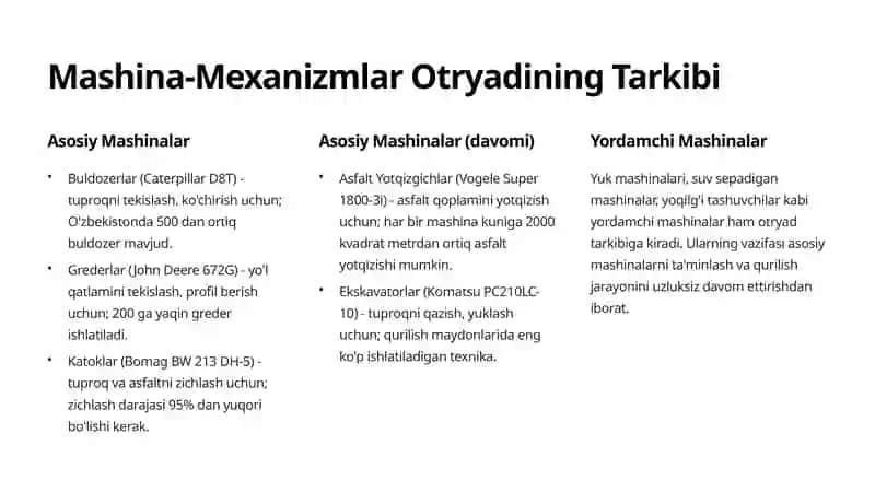 Avtomobil Yo'llarini Qurishda Mashina-Mexanizmlar Otryadi 2