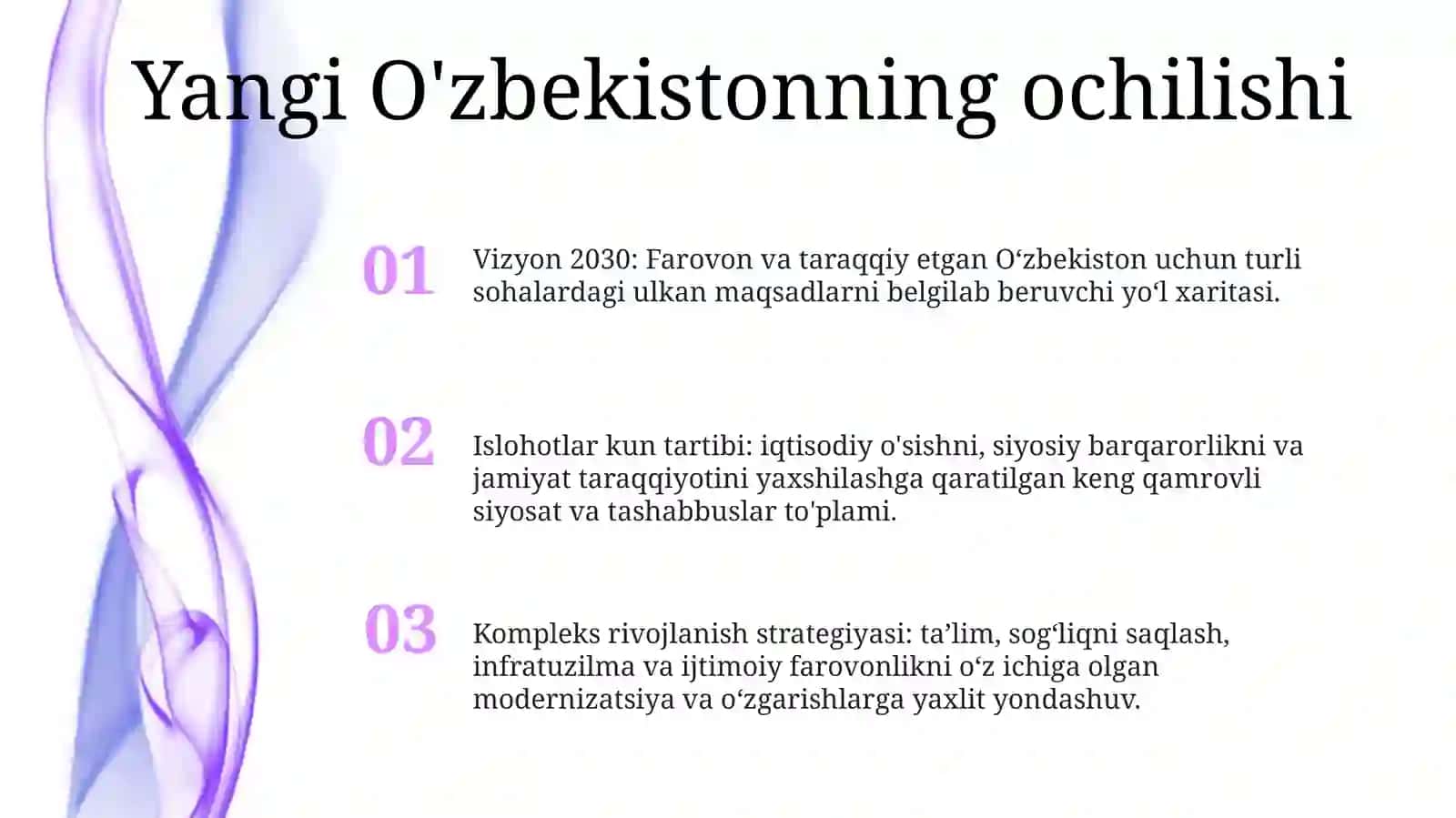 Vizyon 2030: Farovon va taraqqiy etgan O‘zbekiston 2