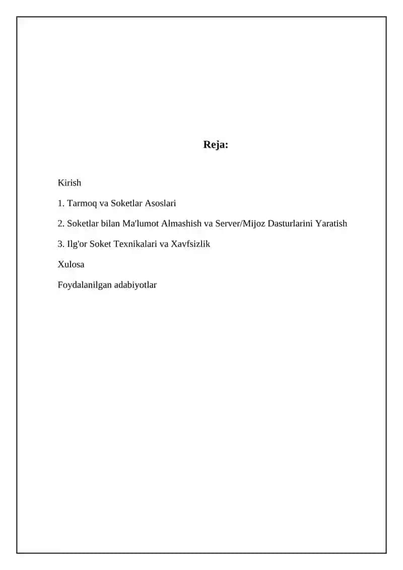 Tarmoq va Soketlar Asoslari 2