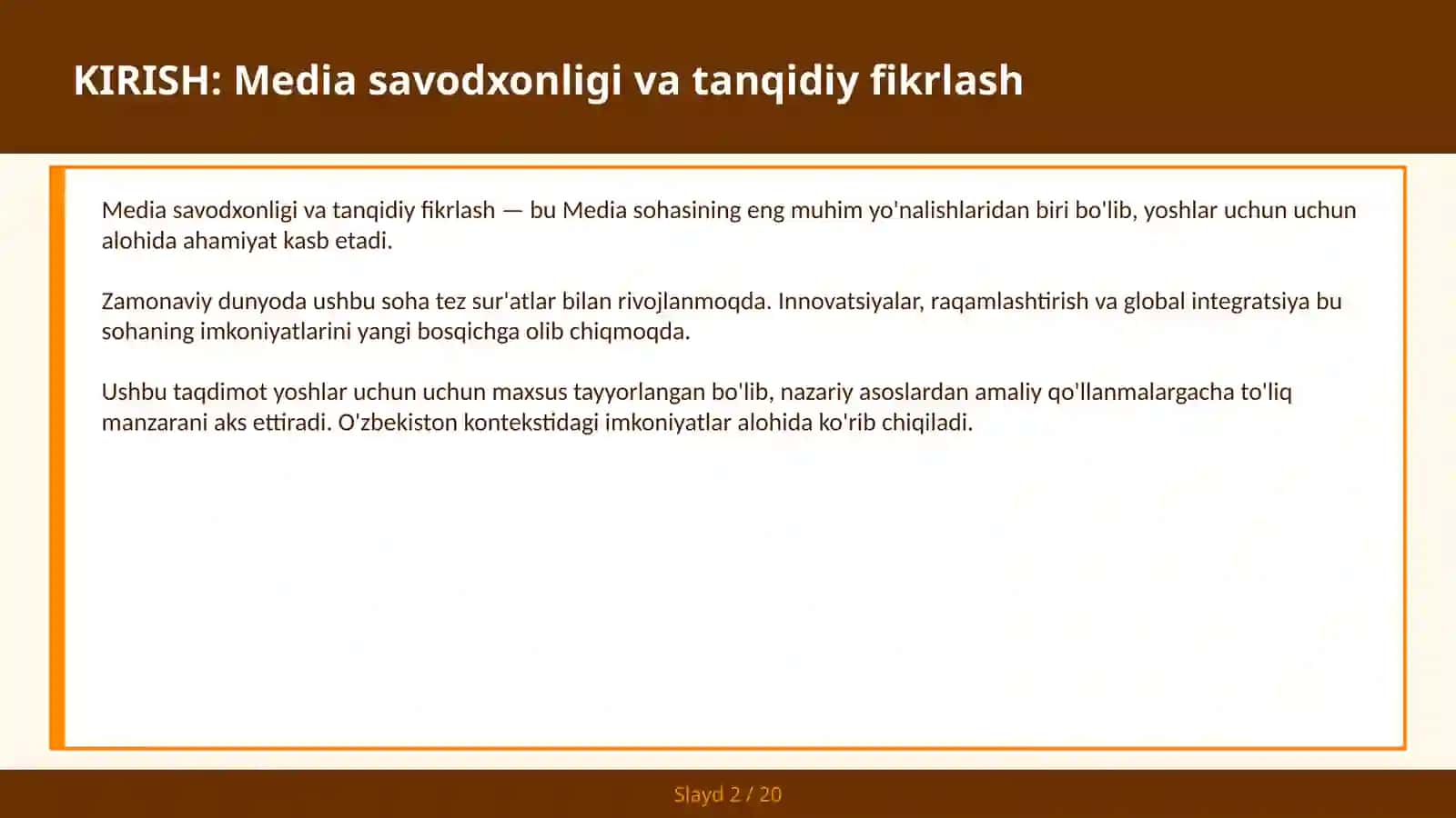 MEDIA SAVODXONLIGI VA TANQIDIY FIKRLASH 2